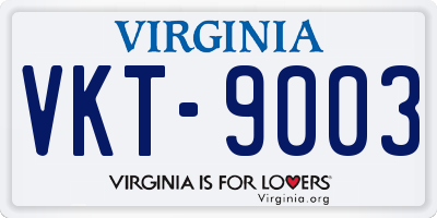 VA license plate VKT9003