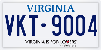 VA license plate VKT9004