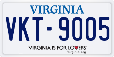 VA license plate VKT9005