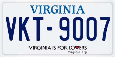 VA license plate VKT9007