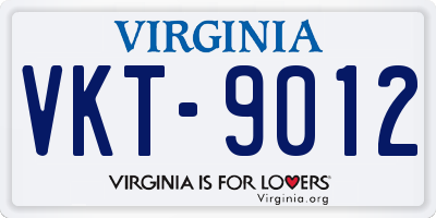 VA license plate VKT9012