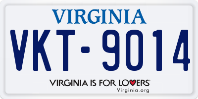 VA license plate VKT9014
