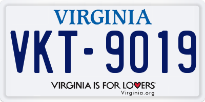 VA license plate VKT9019