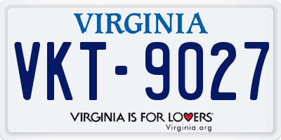 VA license plate VKT9027