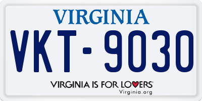 VA license plate VKT9030