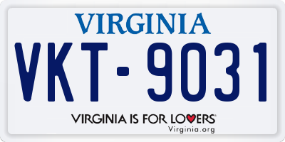 VA license plate VKT9031