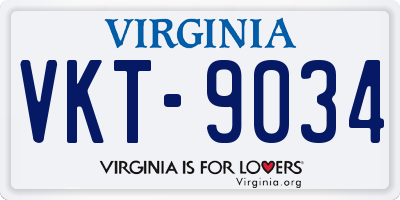 VA license plate VKT9034