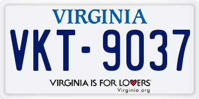 VA license plate VKT9037