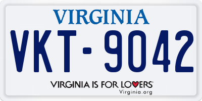 VA license plate VKT9042