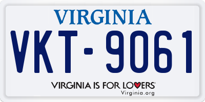 VA license plate VKT9061