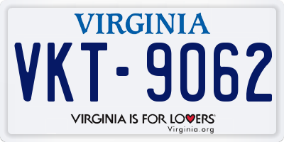 VA license plate VKT9062