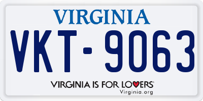 VA license plate VKT9063