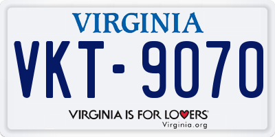 VA license plate VKT9070