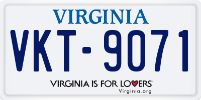 VA license plate VKT9071