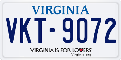 VA license plate VKT9072