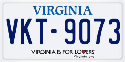 VA license plate VKT9073