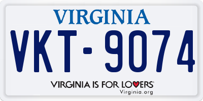 VA license plate VKT9074