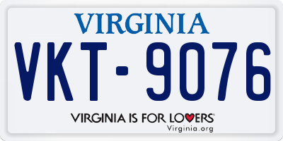VA license plate VKT9076