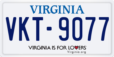 VA license plate VKT9077