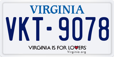 VA license plate VKT9078