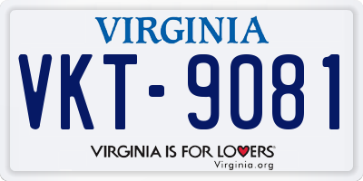 VA license plate VKT9081