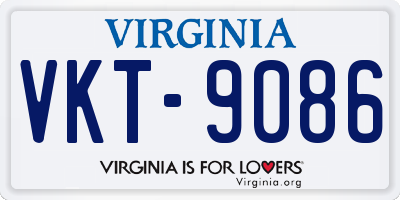 VA license plate VKT9086