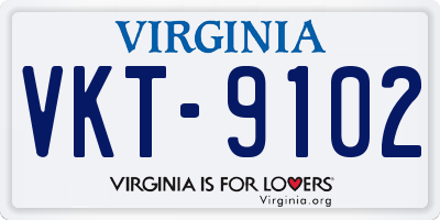 VA license plate VKT9102