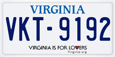 VA license plate VKT9192