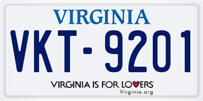 VA license plate VKT9201