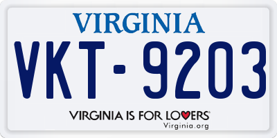 VA license plate VKT9203