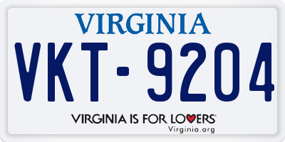 VA license plate VKT9204