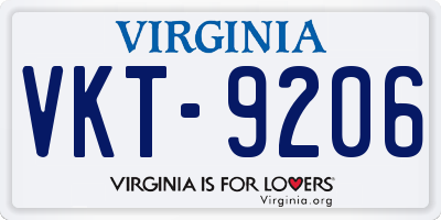 VA license plate VKT9206