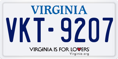 VA license plate VKT9207