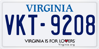 VA license plate VKT9208