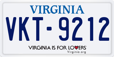 VA license plate VKT9212
