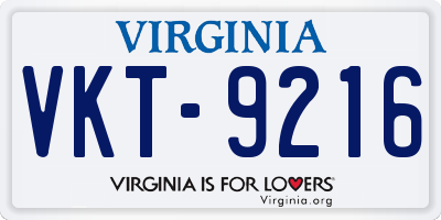VA license plate VKT9216