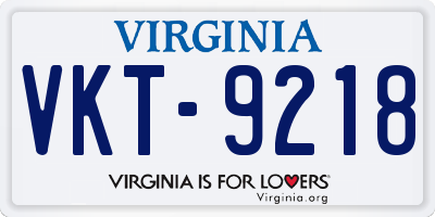 VA license plate VKT9218