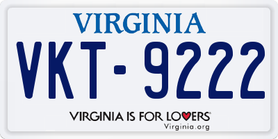 VA license plate VKT9222