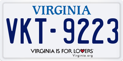 VA license plate VKT9223