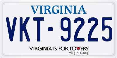 VA license plate VKT9225