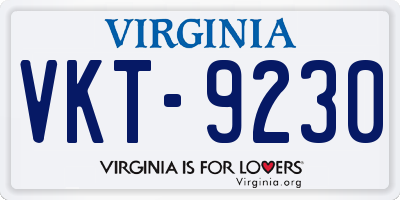 VA license plate VKT9230