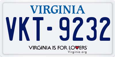 VA license plate VKT9232