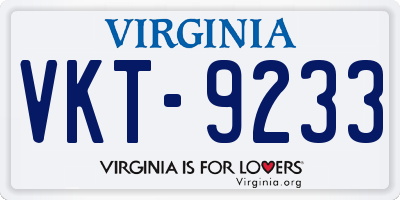 VA license plate VKT9233