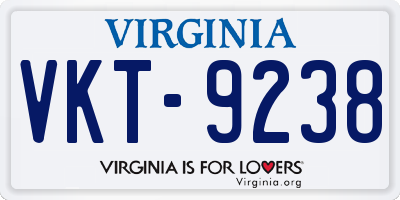 VA license plate VKT9238