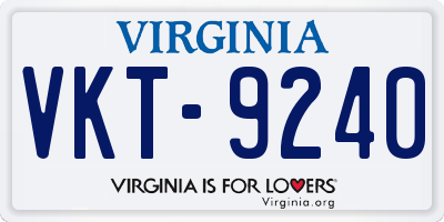 VA license plate VKT9240
