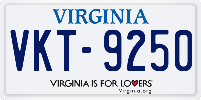 VA license plate VKT9250