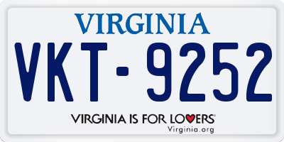 VA license plate VKT9252