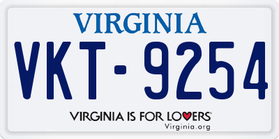 VA license plate VKT9254