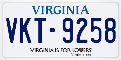 VA license plate VKT9258