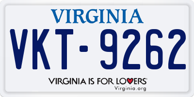 VA license plate VKT9262